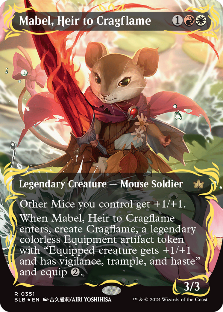 Mabel, Heir to Cragflame (Borderless) (Raised Foil) [Bloomburrow] | Boutique FDB TCG