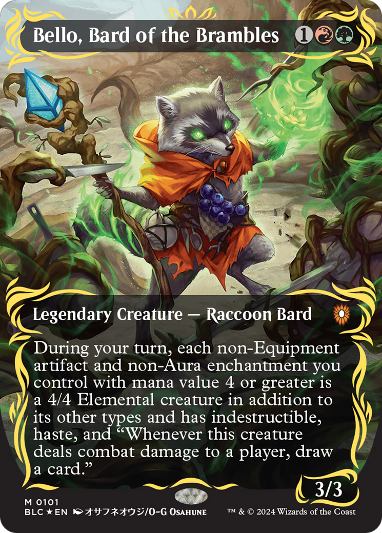 Bello, Bard of the Brambles (Borderless) (Raised Foil) [Bloomburrow Commander] | Boutique FDB TCG