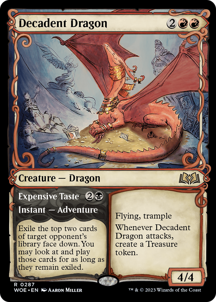 Decadent Dragon // Expensive Taste (Showcase) [Wilds of Eldraine] | Boutique FDB TCG