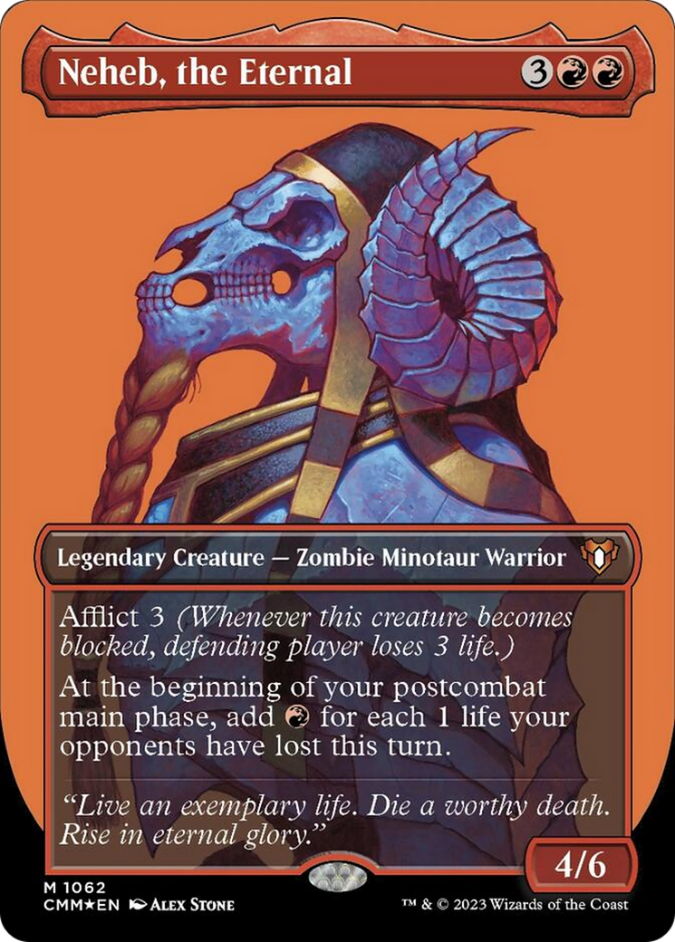 Neheb, the Eternal (Borderless Textured Foil Frame Break) [Commander Masters] | Boutique FDB TCG