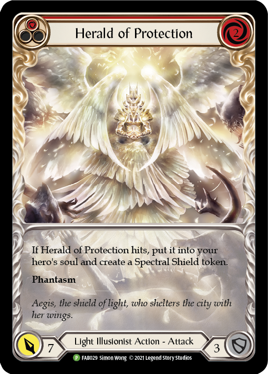 Herald of Protection (Red Extended Art) [FAB029] (Promo)  Rainbow Foil | Boutique FDB TCG