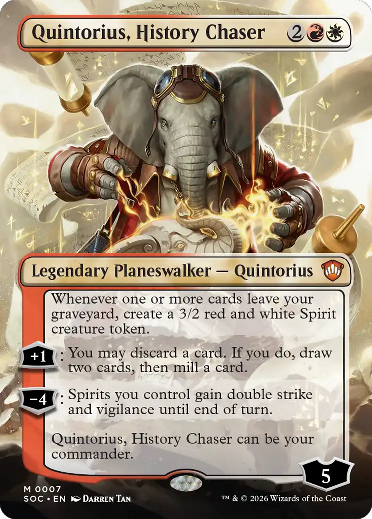 Quintorius, History Chaser (Borderless) [Secrets of Strixhaven Commander] | Boutique FDB TCG