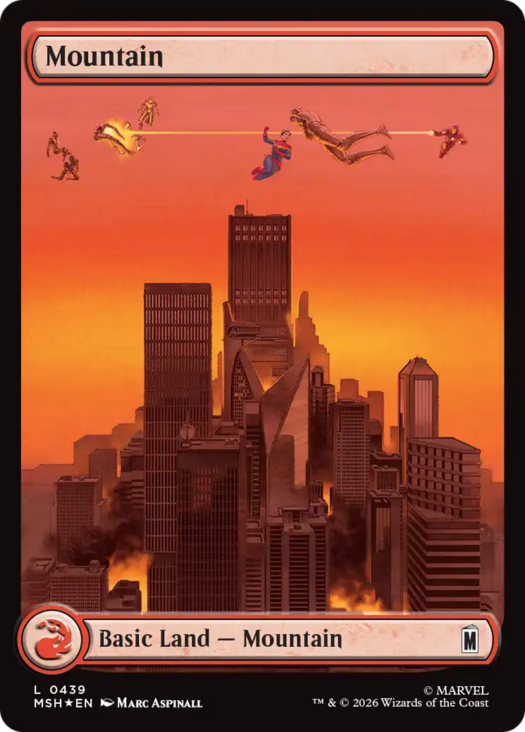 Mountain (0439) (Surge Foil) [Marvel Super Heroes] | Boutique FDB TCG