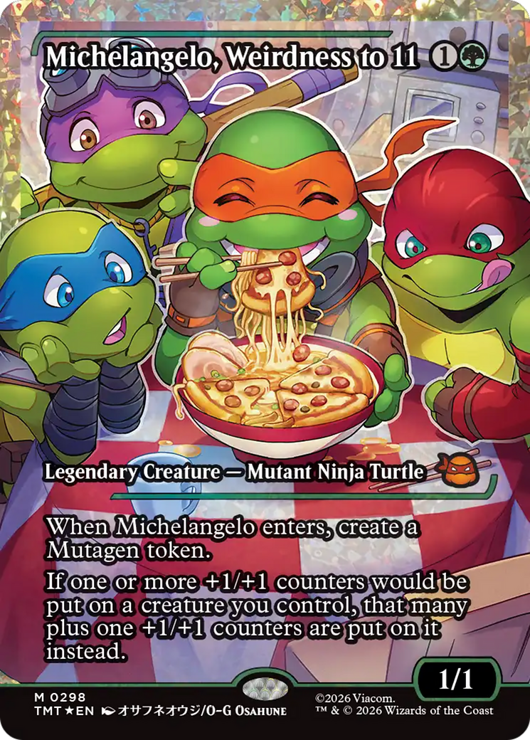 Michelangelo, Weirdness to 11 (Showcase) (Fracture Foil) [Teenage Mutant Ninja Turtles] | Boutique FDB TCG