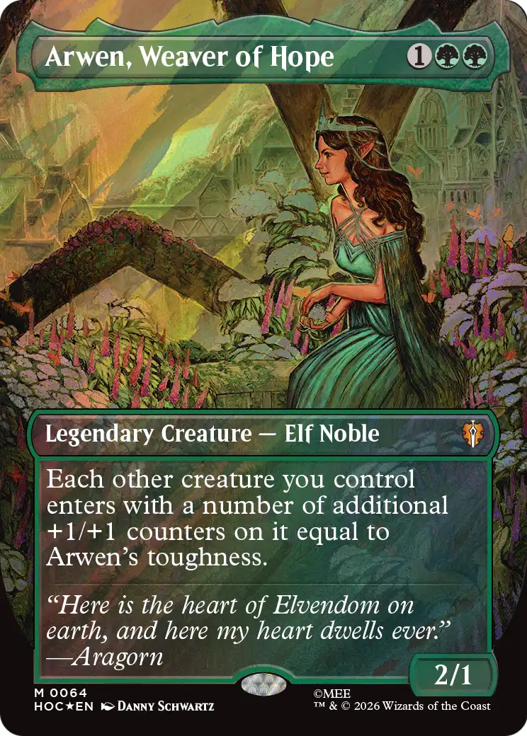 Arwen, Weaver of Hope (Borderless) (Surge Foil) [The Hobbit: Eternal-Legal] | Boutique FDB TCG