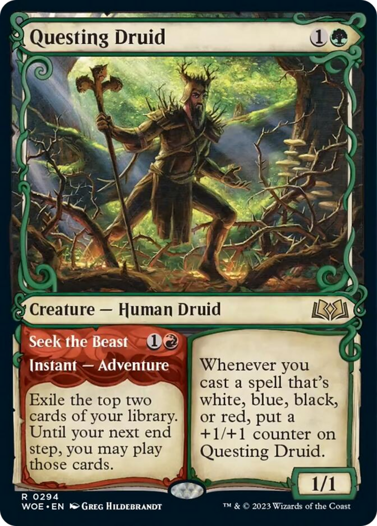 Questing Druid // Seek the Beast (Showcase) [Wilds of Eldraine] | Boutique FDB TCG