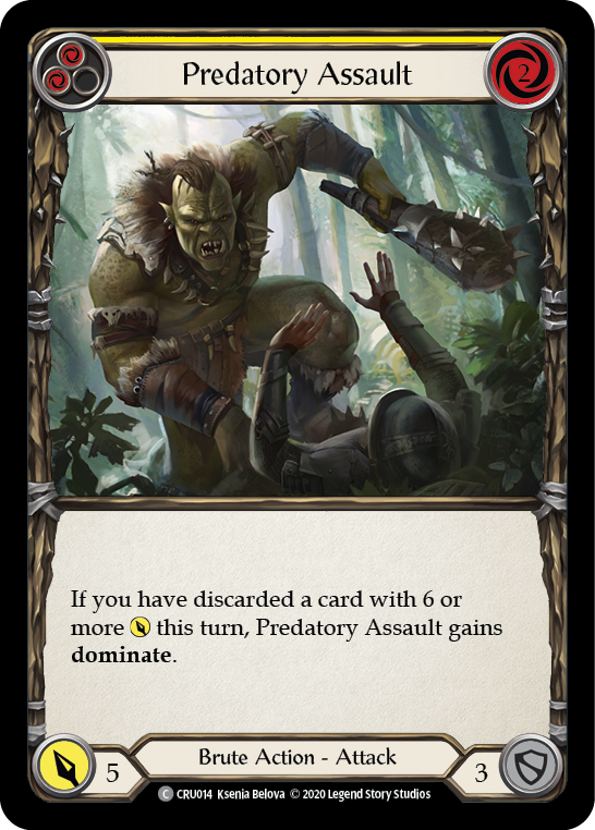 Predatory Assault (Yellow) [CRU014] (Crucible of War)  1st Edition Rainbow Foil | Boutique FDB TCG