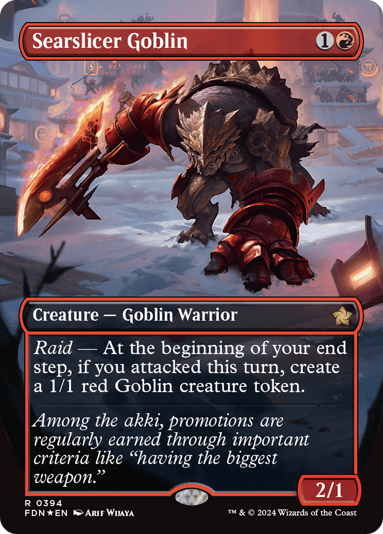 Searslicer Goblin (Borderless) (Mana Foil) [Foundations] | Boutique FDB TCG