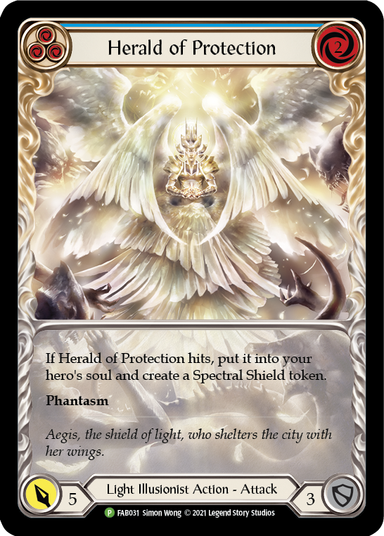 Herald of Protection (Blue Extended Art) [FAB031] (Promo)  Rainbow Foil | Boutique FDB TCG