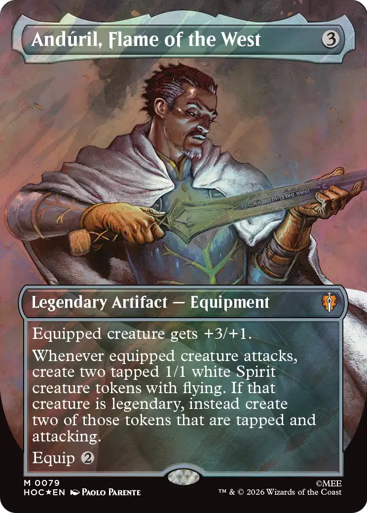 Anduril, Flame of the West (Borderless) (Surge Foil) [The Hobbit: Eternal-Legal] | Boutique FDB TCG