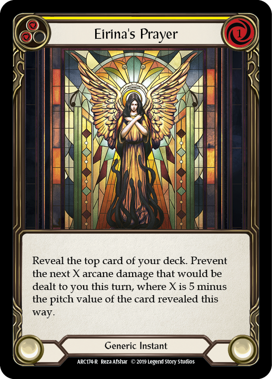Eirina's Prayer (Yellow) [ARC174-R] (Arcane Rising)  1st Edition Rainbow Foil | Boutique FDB TCG