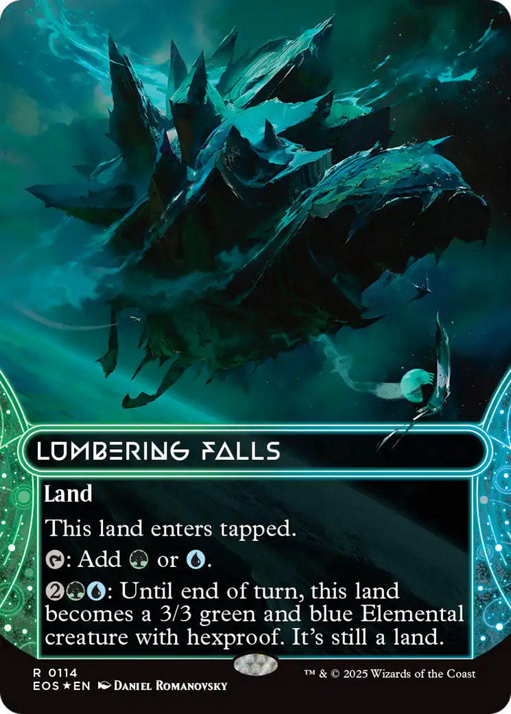 Lumbering Falls (0114) (Borderless) (Galaxy Foil) [Edge of Eternities: Stellar Sights] | Boutique FDB TCG
