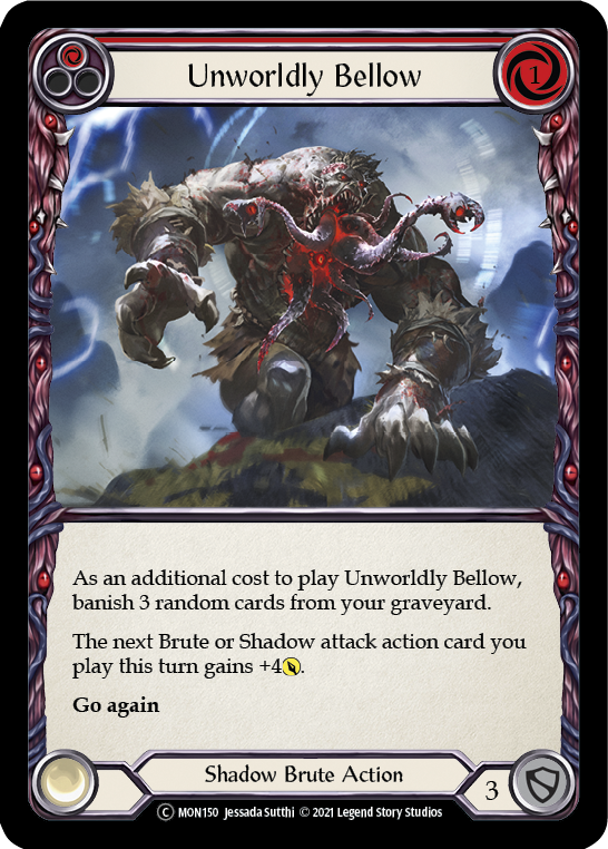 Unworldly Bellow (Red) [U-MON150-RF] (Monarch Unlimited)  Unlimited Rainbow Foil | Boutique FDB TCG