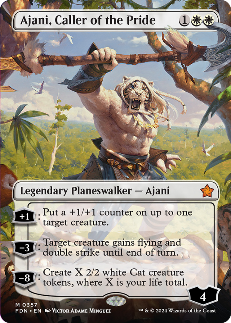 Ajani, Caller of the Pride (Borderless) [Foundations] | Boutique FDB TCG