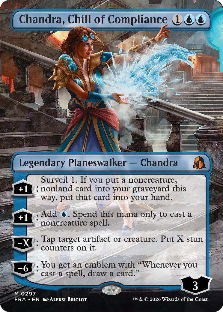 Chandra, Chill of Compliance (Borderless) [Reality Fracture] | Boutique FDB TCG