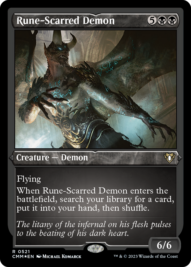 Rune-Scarred Demon (Foil Etched) [Commander Masters] | Boutique FDB TCG