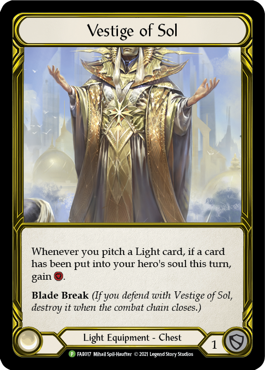 Vestige of Sol (Golden) [FAB017] (Promo)  Cold Foil | Boutique FDB TCG