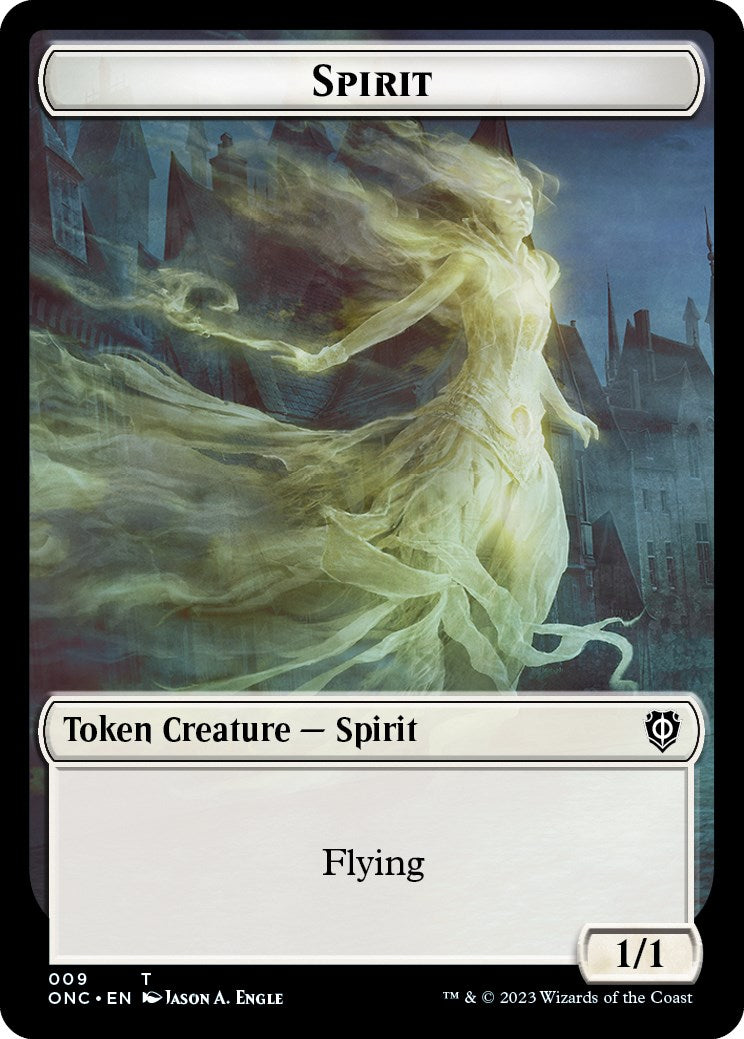 Human // Spirit Double-Sided Token [Phyrexia: All Will Be One Commander Tokens] | Boutique FDB TCG