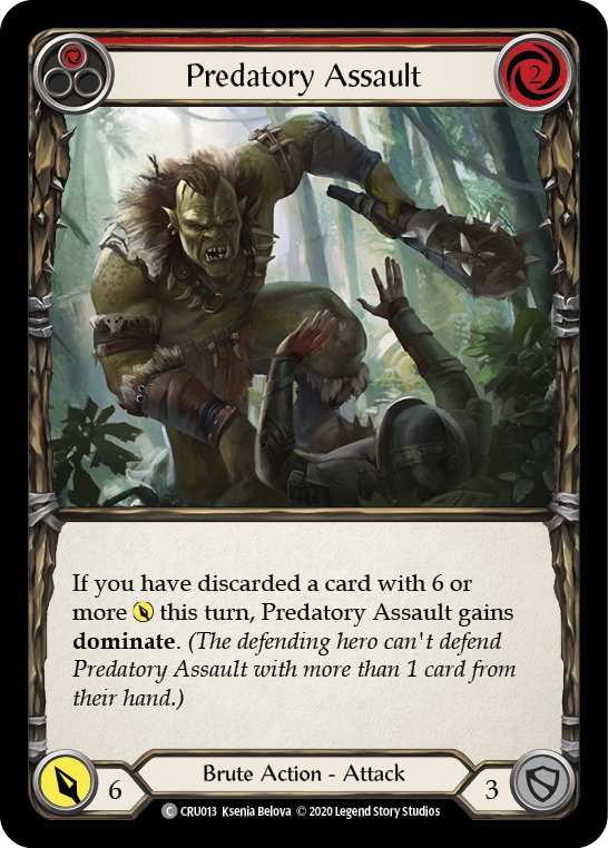 Predatory Assault (Red) [CRU013] (Crucible of War)  1st Edition Normal | Boutique FDB TCG