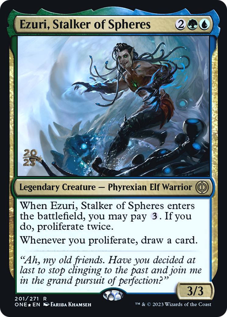 Ezuri, Stalker of Spheres [Phyrexia: All Will Be One Prerelease Promos] | Boutique FDB TCG