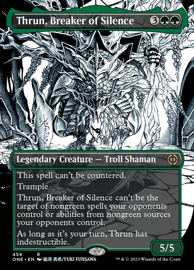 Thrun, Breaker of Silence (Borderless Manga Step-and-Compleat Foil) [Phyrexia: All Will Be One] | Boutique FDB TCG