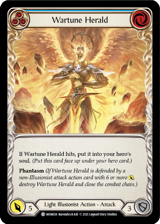 Wartune Herald (Blue) [MON028-RF] (Monarch)  1st Edition Rainbow Foil | Boutique FDB TCG