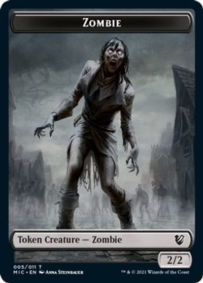 Zombie // Zombie Double-Sided Token (005 MIC/005 MID) [Innistrad: Midnight Hunt Commander Tokens] | Boutique FDB TCG