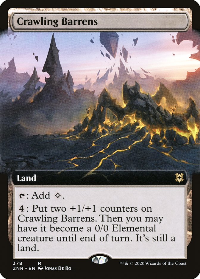 Crawling Barrens (Extended Art) [Zendikar Rising] | Boutique FDB TCG