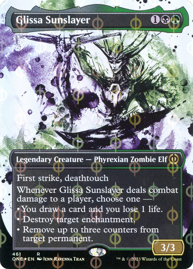 Glissa Sunslayer (Borderless Ichor Step-and-Compleat Foil) [Phyrexia: All Will Be One] | Boutique FDB TCG