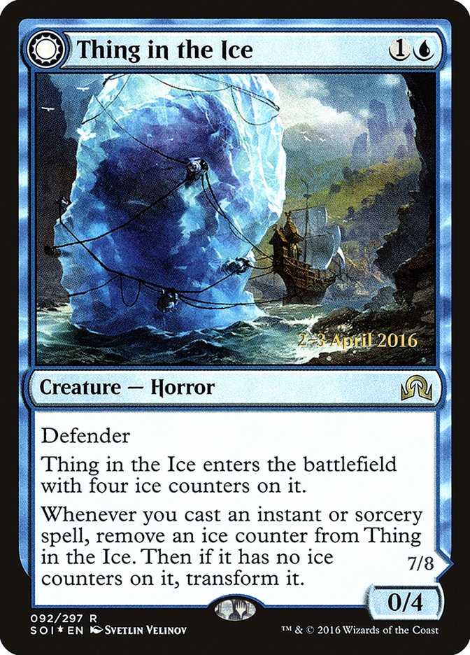 Thing in the Ice // Awoken Horror [Shadows over Innistrad Prerelease Promos] | Boutique FDB TCG