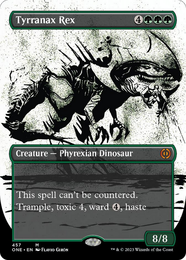 Tyrranax Rex (Borderless Ichor Step-and-Compleat Foil) [Phyrexia: All Will Be One] | Boutique FDB TCG