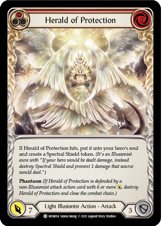 Herald of Protection (Red) [MON014-RF] (Monarch)  1st Edition Rainbow Foil | Boutique FDB TCG