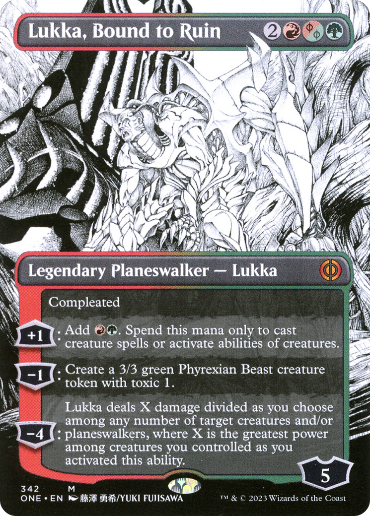 Lukka, Bound to Ruin (Borderless Manga) [Phyrexia: All Will Be One] | Boutique FDB TCG