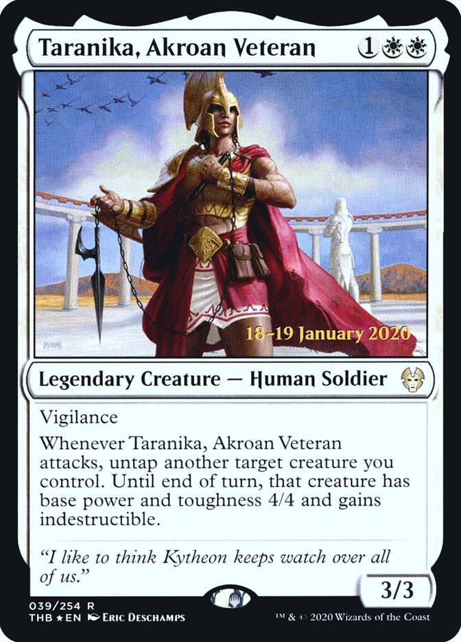 Taranika, Akroan Veteran [Theros Beyond Death Prerelease Promos] | Boutique FDB TCG