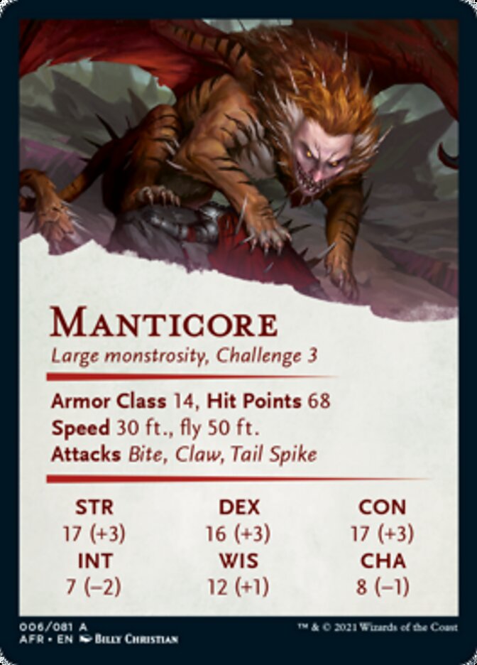 Manticore Art Card [Dungeons & Dragons: Adventures in the Forgotten Realms Art Series] | Boutique FDB TCG