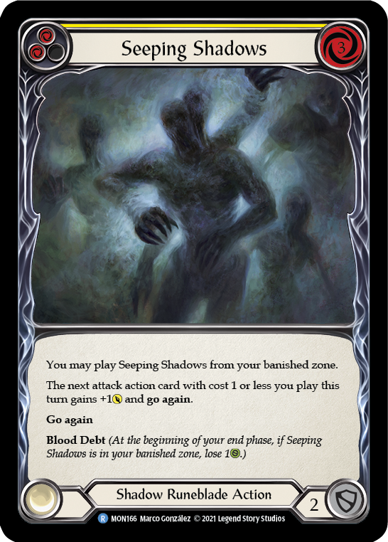 Seeping Shadows (Yellow) [MON166-RF] (Monarch)  1st Edition Rainbow Foil | Boutique FDB TCG