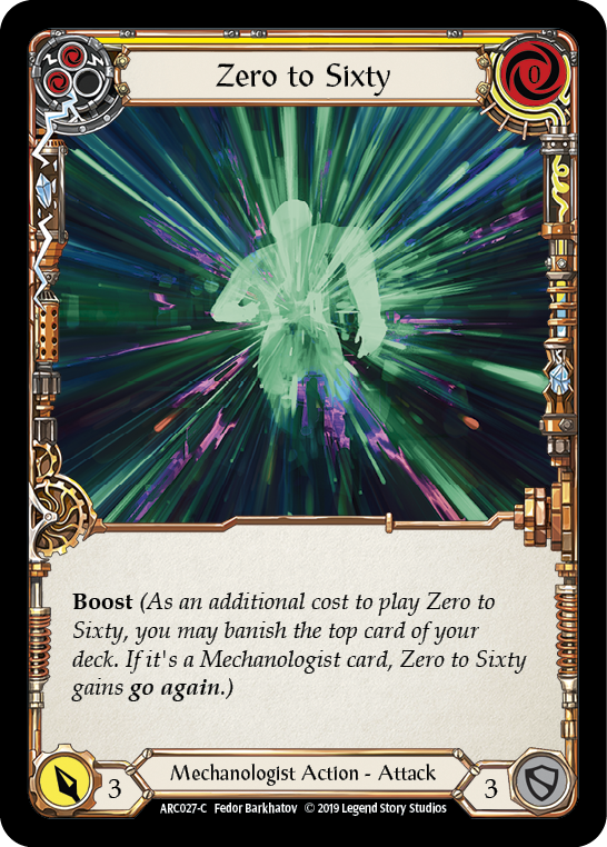 Zero to Sixty (Yellow) [ARC027-C] (Arcane Rising)  1st Edition Normal | Boutique FDB TCG