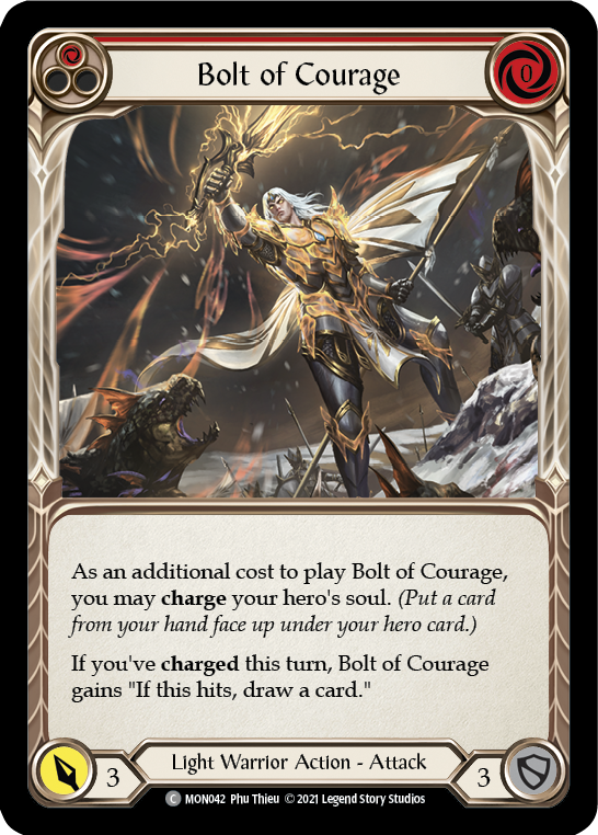 Bolt of Courage (Red) [MON042-RF] (Monarch)  1st Edition Rainbow Foil | Boutique FDB TCG