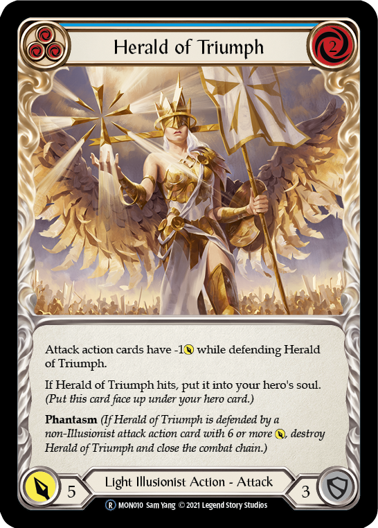 Herald of Triumph (Blue) [U-MON010-RF] (Monarch Unlimited)  Unlimited Rainbow Foil | Boutique FDB TCG