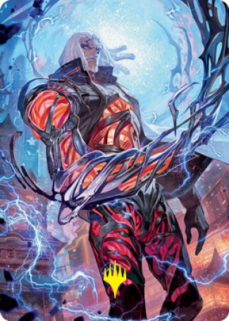 Tezzeret, Betrayer of Flesh Art Card (Gold-Stamped Signature) [Kamigawa: Neon Dynasty Art Series] | Boutique FDB TCG