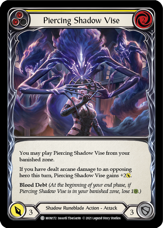 Piercing Shadow Vise (Yellow) [MON172-RF] (Monarch)  1st Edition Rainbow Foil | Boutique FDB TCG