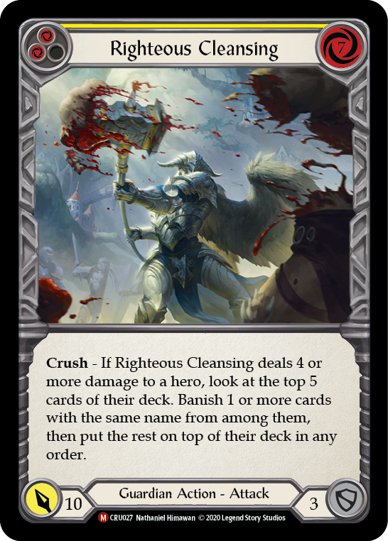 Righteous Cleansing [CRU027] (Crucible of War)  1st Edition Normal | Boutique FDB TCG