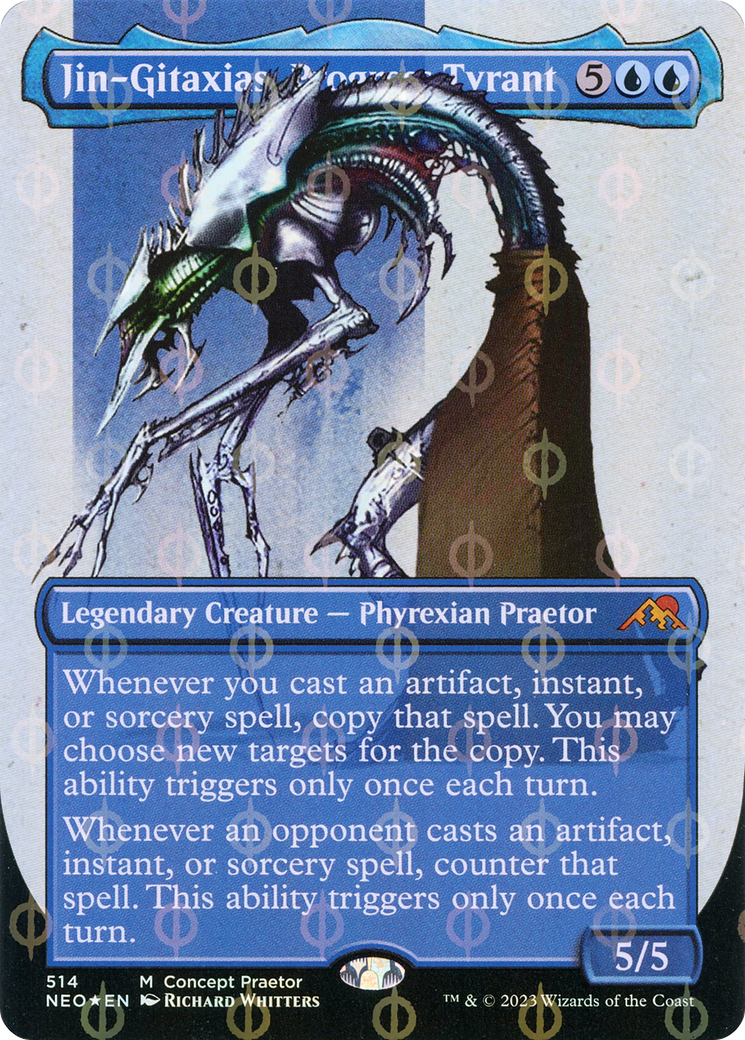 Jin-Gitaxias, Progress Tyrant (Borderless Concept Praetors Step-and-Compleat Foil) [Phyrexia: All Will Be One] | Boutique FDB TCG