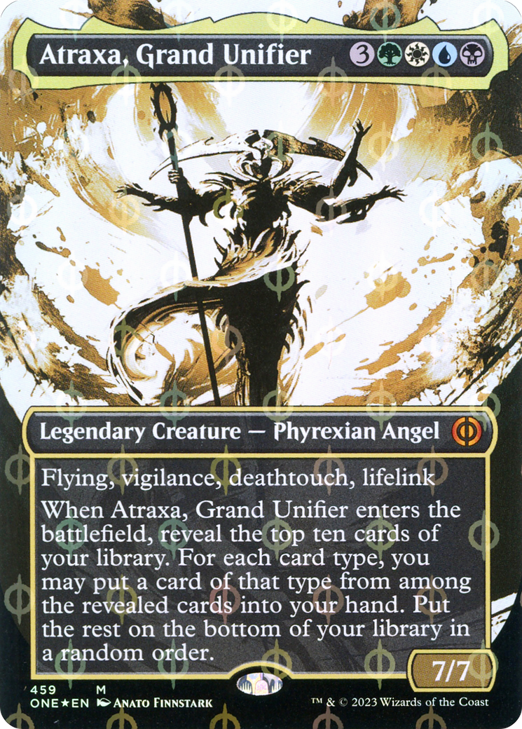 Atraxa, Grand Unifier (Borderless Ichor Step-and-Compleat Foil) [Phyrexia: All Will Be One] | Boutique FDB TCG