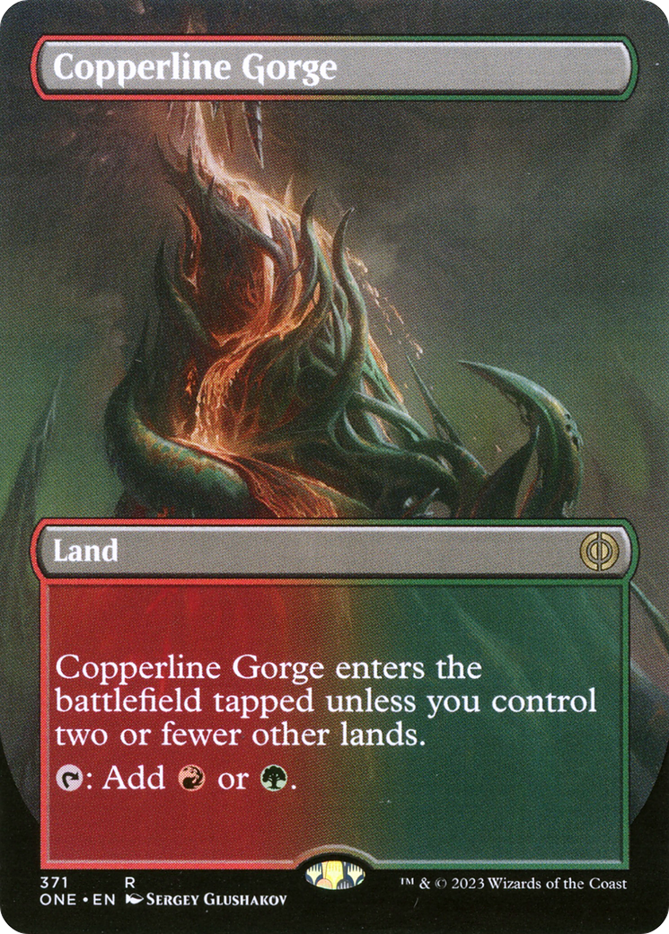 Copperline Gorge (Borderless Alternate Art) [Phyrexia: All Will Be One] | Boutique FDB TCG