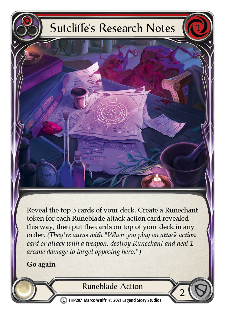 Sutcliffe's Research Notes (Red) [1HP297] (History Pack 1) | Boutique FDB TCG