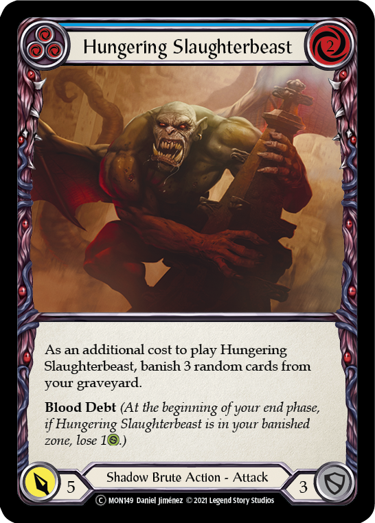 Hungering Slaughterbeast (Blue) [U-MON149-RF] (Monarch Unlimited)  Unlimited Rainbow Foil | Boutique FDB TCG