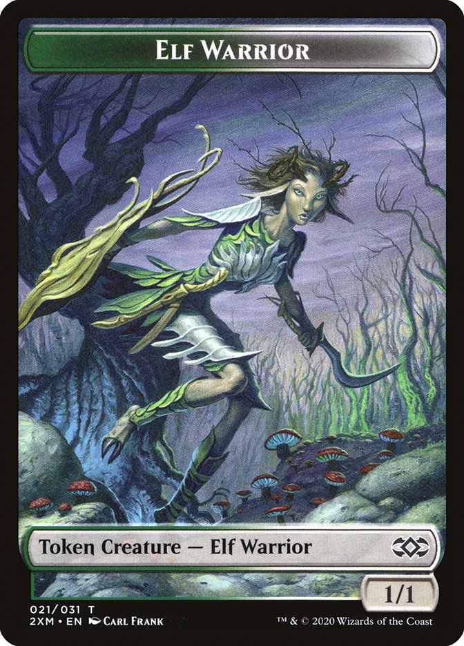 Golem // Elf Warrior Double-Sided Token [Double Masters Tokens] | Boutique FDB TCG