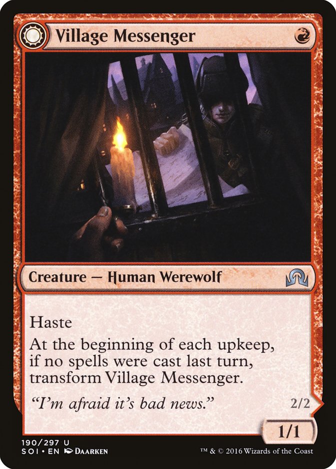 Village Messenger // Moonrise Intruder [Shadows over Innistrad] | Boutique FDB TCG