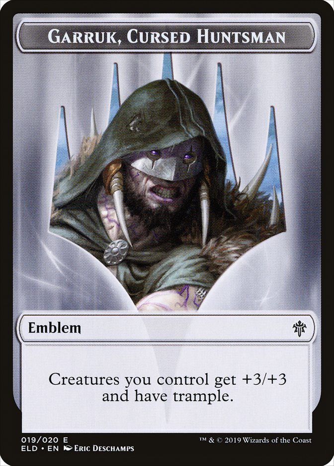 Garruk, Cursed Huntsman Emblem [Throne of Eldraine Tokens] | Boutique FDB TCG